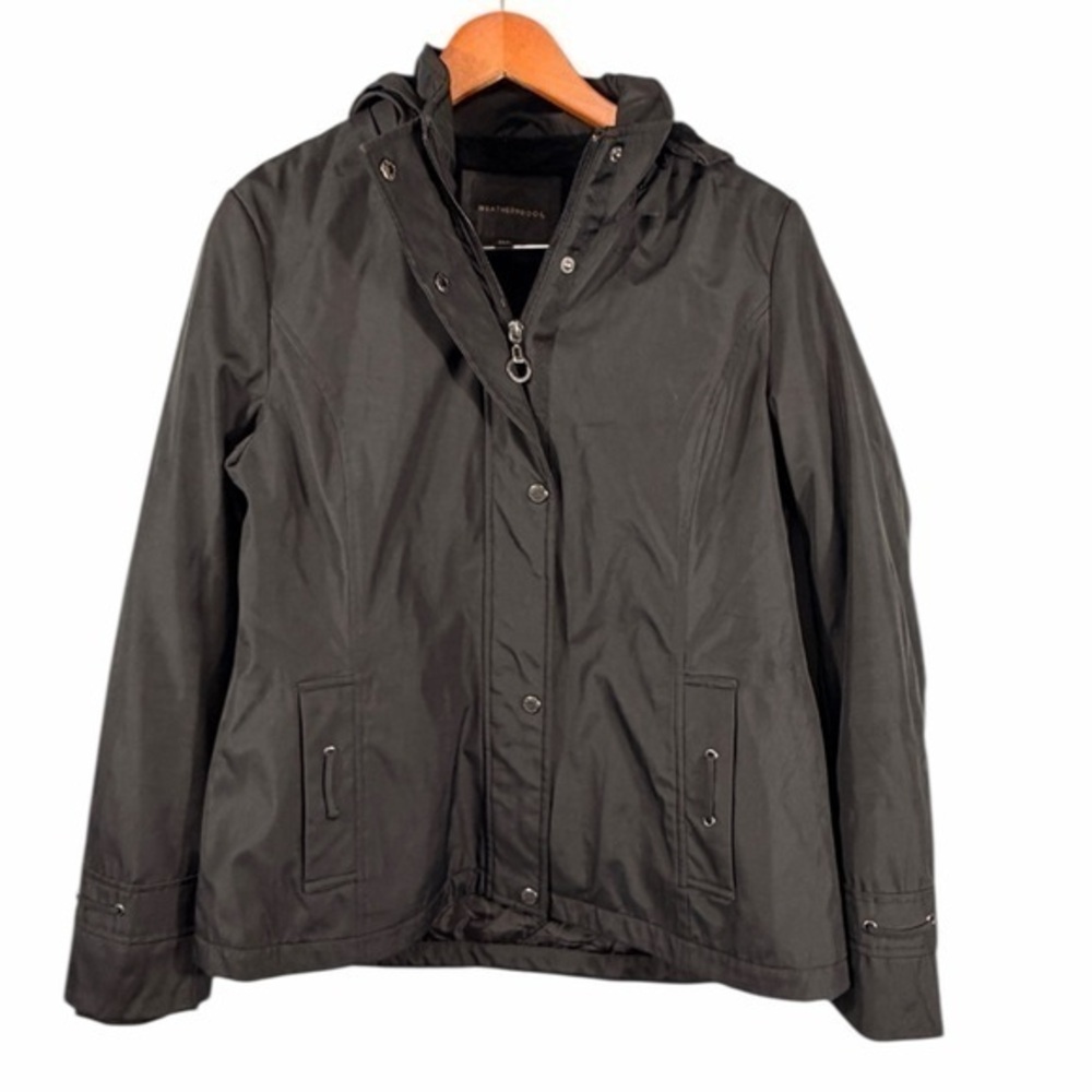 Weatherproof black hooded softshell jacket womens medium